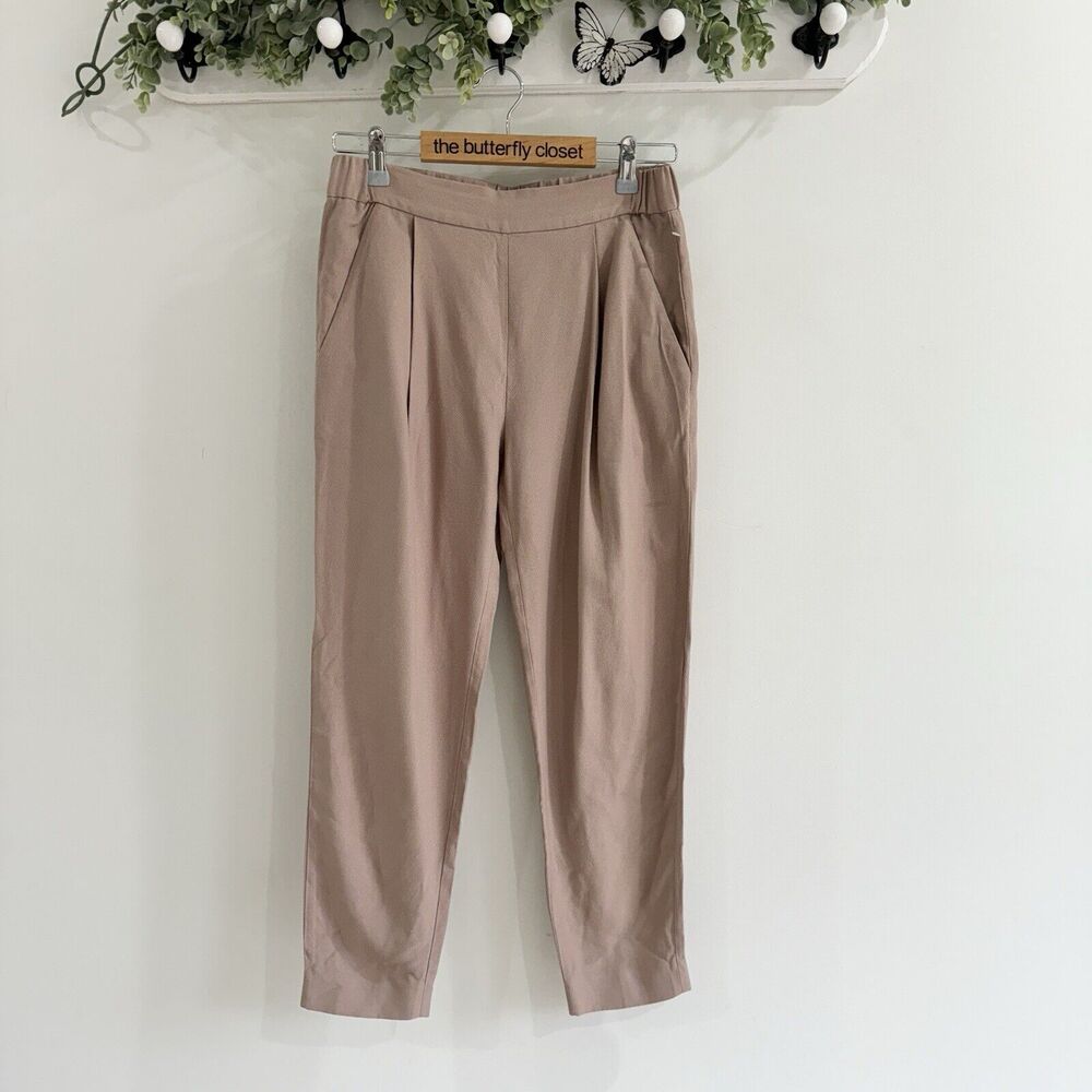 ALLSAINTS Aleida Trouser Pants Pull On Cropped Tapered Pleated, Size 2 Rose Nude